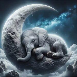 Elephant on Moon Diamond Art Kit